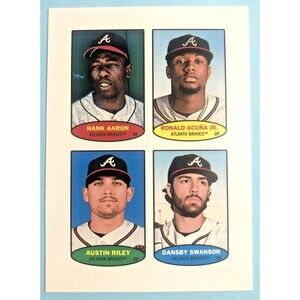 2023 Topps Heritage U.S. Postage Stamp #17-20 Atlanta Braves, Aaron-Acuna-Riley
